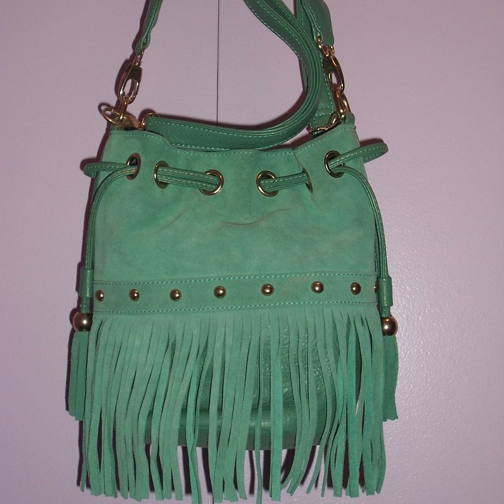 MAJA Handbag Turquoise Leather / Suede, Shoulder -